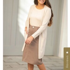 NWT Inherit Co. Remi Denim Midi Skirt in Taupe